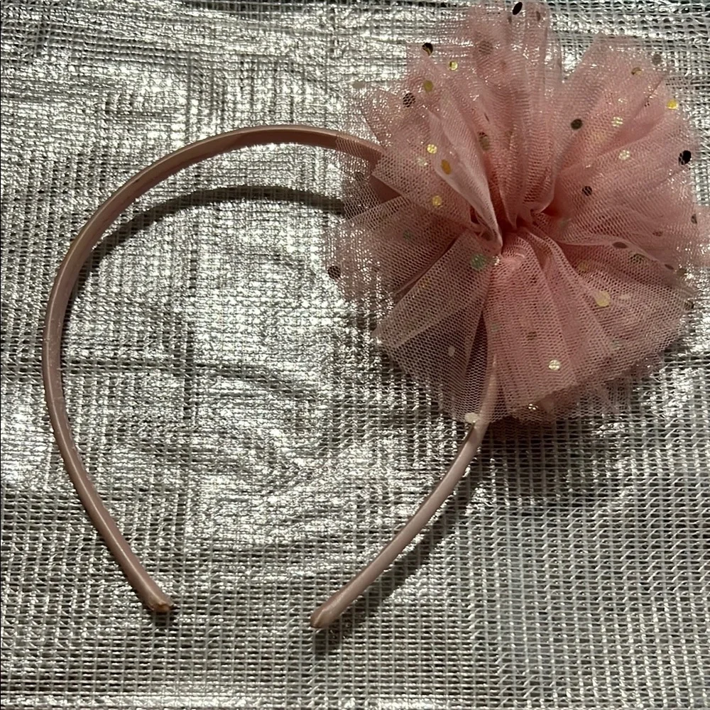 Pink Tulle Headband with Glitter Accents